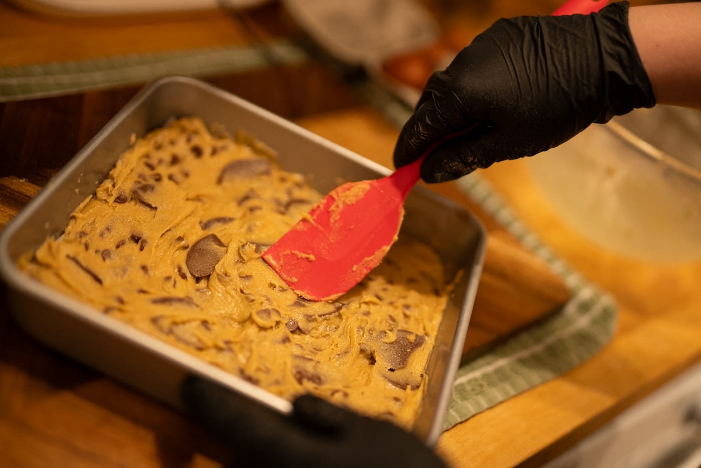 Cookie dough in the tray, before it is baked